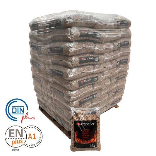 4 Camión con 24 ARAPELLET de 1872 SACOS DE 15 KG certificado DIN ENplus A1 15Kg