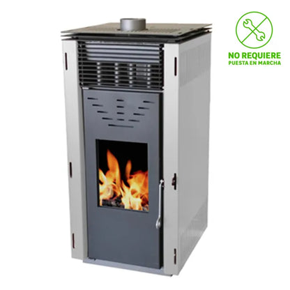 Estufa de pellet sin corriente eléctrica ventilada Cero Rem 10 kW Blanca