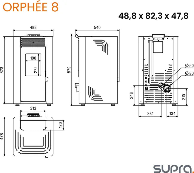 Estufa de pellet Eco ORPHÉE 6 kw