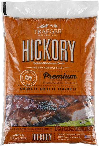 Traeger Grills PEL331 Signature Blend – Pellets de madera dura 100 % natural, para parrilla, ahumar, hornear, asar, estofar y barbacoa (bolsa de 20 libras) y pellets de parrilla de madera dura 100 % natural PEL319 de nogal